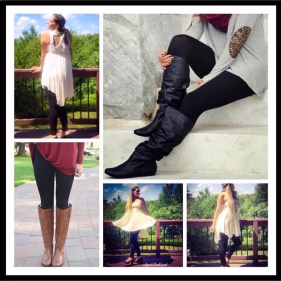 2 BLACK FLEECE LINED LEGGINGS TIGHTS A3C - Picture 3 of 15